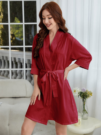 US Local Lightweight Herringbone Knit Bathrobe, Spa And Bridesmaid Dress-style Nightgown Sets, Suitable For Women - Dries Quickly And Is Soft And Comfortable