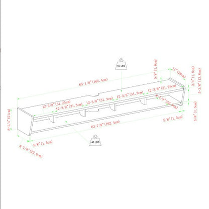 US Local Modern Wall-Mounted Floating TV Stand Coastal Oak
