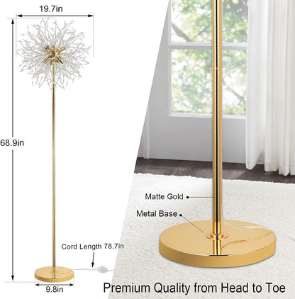 US Local Bedroom Crystal Floor Lamp,,69 Inch High Pole Lamp,Modern Room Decorative Floor Lamp,Includes 32 Fireworks Crystal Suspenders, Chrome Finish Unavailable Platforms- Welfel