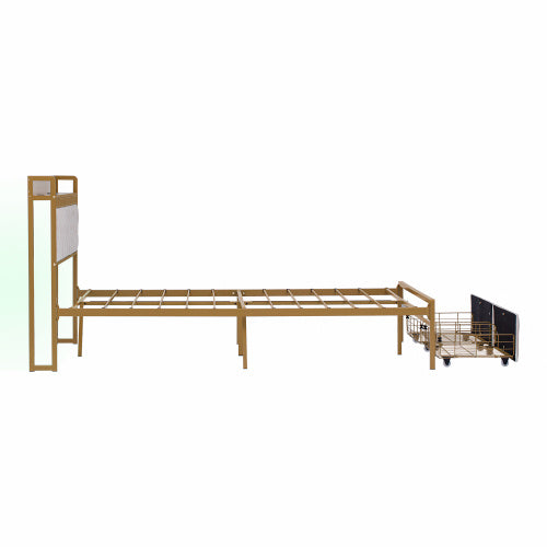 UK Local 4ft6 Double Bed Frame With 2 Storage Drawers, RGB LED Storage Headboard With Charging Station, Velvet Bed Frame, With Chrome Decoration, No Box Spring Needed, Easy Assembly, Beige