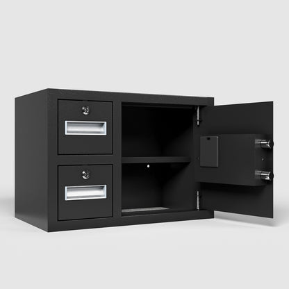 US Local Steel Security Safe And Lock Box With Electronic Keypad - Secure Cash, Jewelry, ID Documents, Black,1.85 Cubic Feet