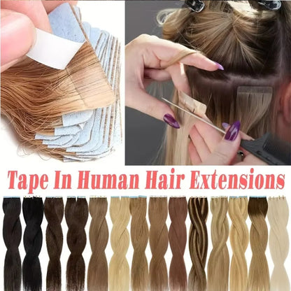 US Local 2 Hair Extension Tape Human Hair Virgin Remy Straight Tape Human Hair Extension 20 Pieces Of 50g Pack