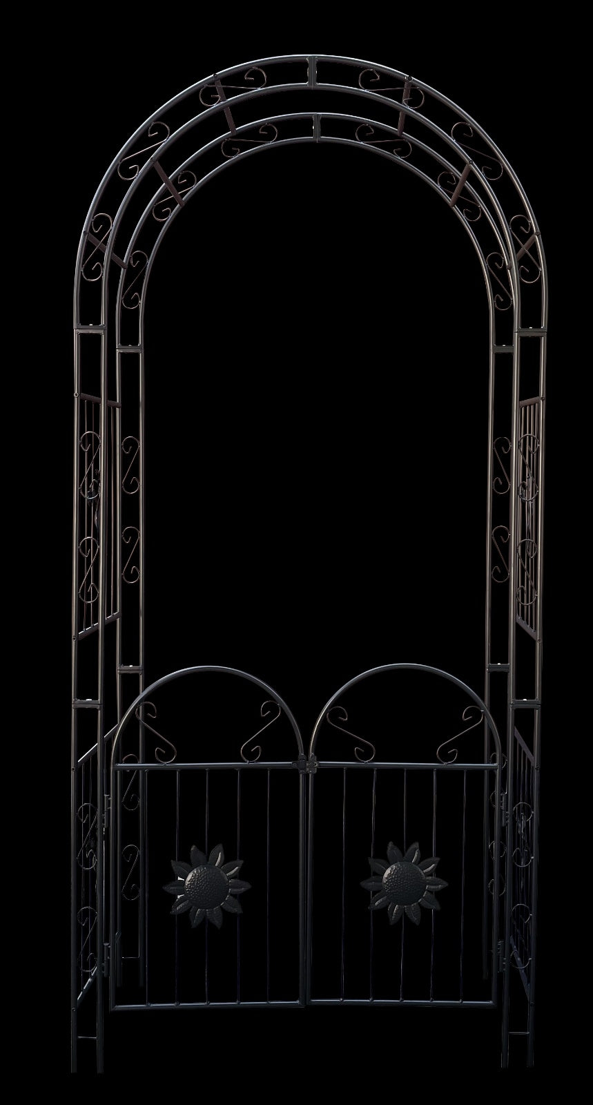 US Local Metal Garden Arch With Doors, Arbor Trellis For Climbing Plants, Outdoor Wedding