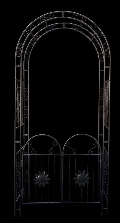 US Local Metal Garden Arch With Doors, Arbor Trellis For Climbing Plants, Outdoor Wedding