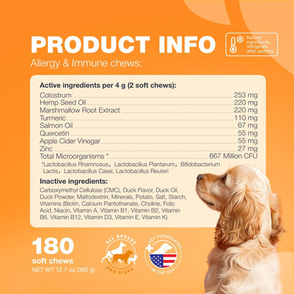 US Local Dog Allergy Relief Chews Itch Relief For Dogs Anti Itch Dog Allergy Chews US Formulated Dog Itching Skin Relief With Salmon Oil Immune Health Seasonal Allergies & Hot Spots Support Treats