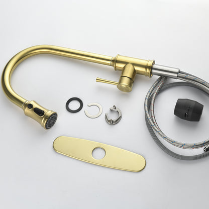 US Local Single Handle High  Pull Out Kitchen Faucet, Single-stage Stainless Steel Kitchen Sink Faucet, With Pull Down Spray