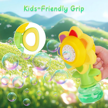 US Local 2Pcs Bubble Machines With Lights For Kids Rechargeable Dancing Sunflower Bubble Maker For 4-8Years Old Toddlers Outdoor Summer Play Toy Party Birthday Gift