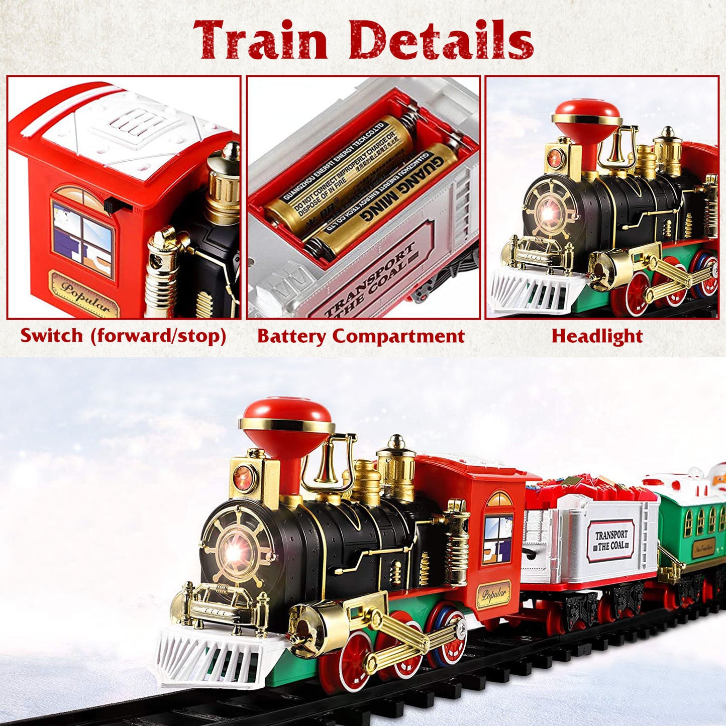 US Local Electric Train Set Kid Toy Xmas Steam Train Kit Tree Surround Track Battery Operated With Sound Light Santa Claus Christmas Gift