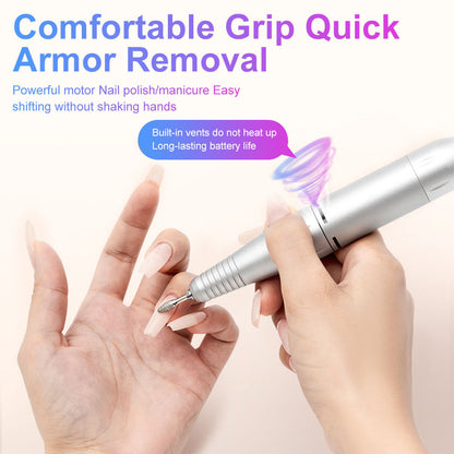 US Local Professional Electric Nail Drill, 45000 RPM Cordless Rechargeable E-File Machine, With 12 Bits, Sanding Bands, LCD Display For Acrylic Gel Nails