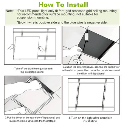 US Local LED Panel Light 5800LM 7000K Ceiling Lighting 150W Equivalent LED Troffer Recessed Edge-Lit