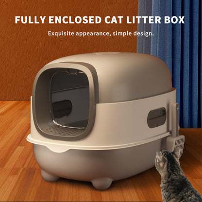 US Local Splash Proof Cat Litter Box Splash Proof Cat Litter Box Closed Cat Litter Box With Lid, Easy To Clean Drawer Design, Odor Control, Space Saving Pet Waste Solution, Splash Proof Cat Toilet Front Entran