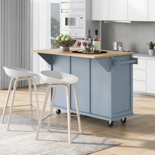 US Local Kitchen Trolley With Rubberwood Folding Leaf Countertops