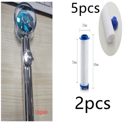 Turbo Propeller Shower Head Water Saving High Preassure Flow 360 Degrees With Fan Extension Showerhead Rainfall With Holder
