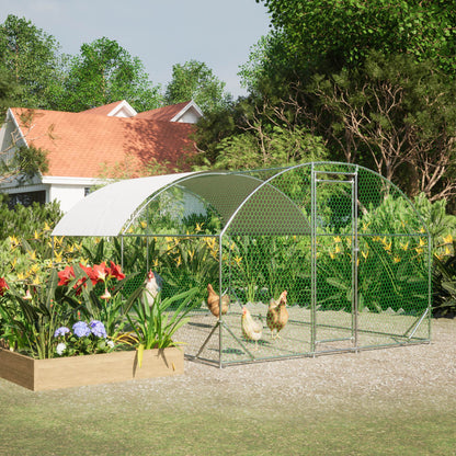 US Local Large Chicken Coop Metal Chicken Run With Waterproof And Anti-UV Cover, Dome Shaped Walk-in Fence Cage Hen House For Outdoor And Yard Farm Use,9.84 X 13.12 X 6.56 Ft