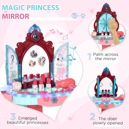 US Local Kids Vanity Set with Self-Opening Magic Mirror