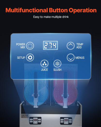 US Local 12Lx2 Tank Commercial Slushy Machine Margarita Smoothie Drink Maker