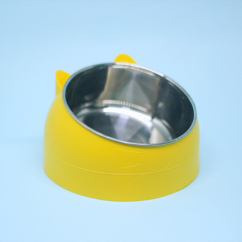 US Local Stainless Steel Dog Bowl Double Bowl Cervical Protection Oblique Mouth Hot Pet Food Basin Supplies