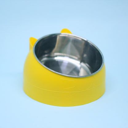 US Local Stainless Steel Dog Bowl Double Bowl Cervical Protection Oblique Mouth Hot Pet Food Basin Supplies