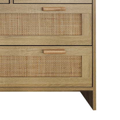 US Local 4 Drawer Rattan Cabinet, Suitable For Bedroom, Living Room, Dining Room, Hallway, Easy To Assemble