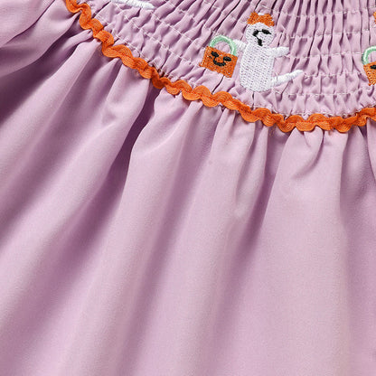 Infant Baby Chiild Girls Halloween Dress Ghost Embroidery Dress With Headband Party Costume Dresses