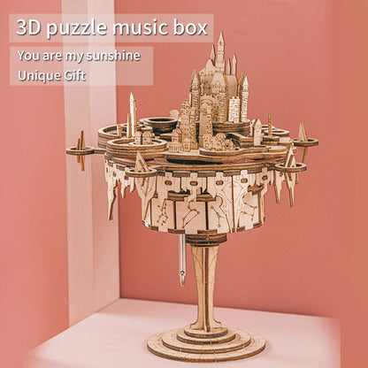 US Local MUSIC PARK 3D Wooden Puzzles Music Box Kits You Are My Sunshine Castle Building Model DIY Crafts Birthday Gift For Women