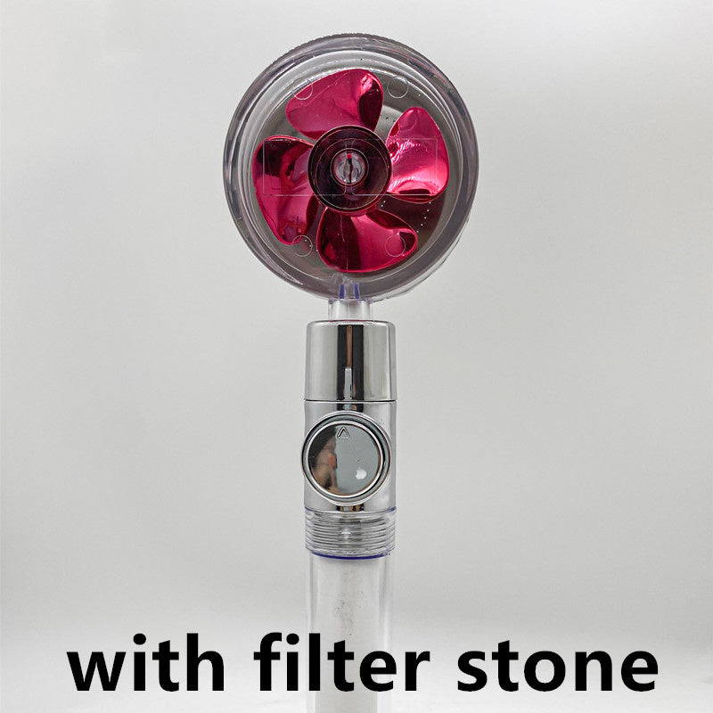 US Local Shower Head Water Saving Flow 360 Degrees Rotating With Small Fan ABS Rain High Pressure Spray Nozzle Bathroom Accessories