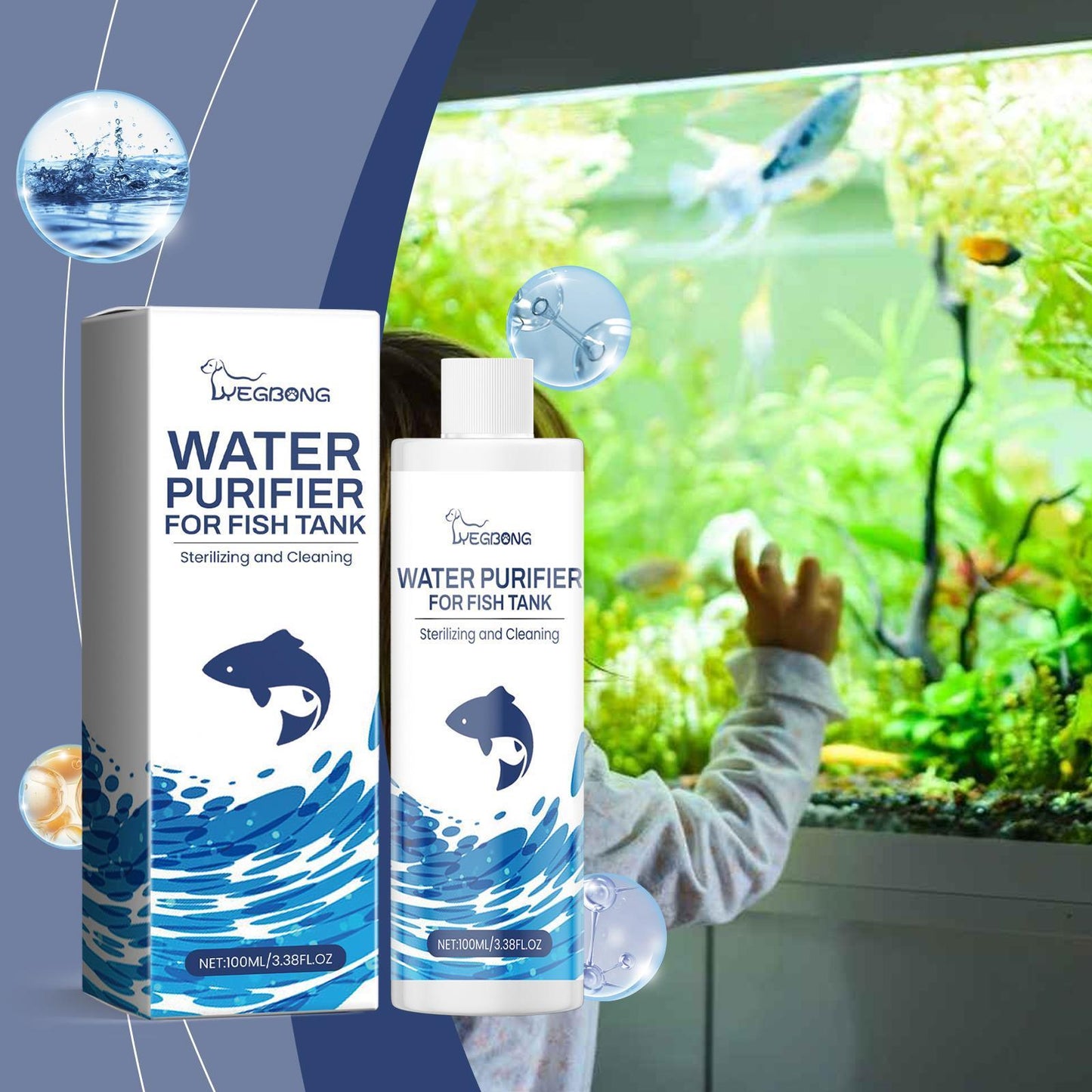 US Local Yebang Fish Tank Water Clarifier Aquarium Water Clarifier Household Fish Tank Decontamination Cleaner