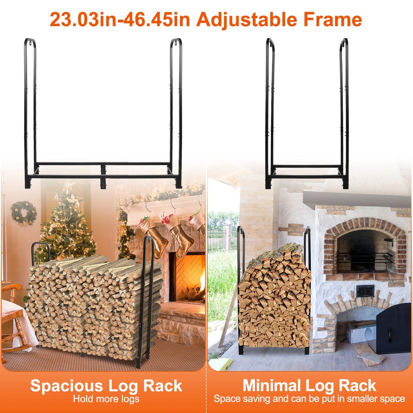 US Local 1 Pc Firewood Log Rack 2500LBS Iron Wood Lumber Storage Stacking Rack 4.03ft Heavy Duty Pile Lumber Storage Holder For Fireplace Firepit