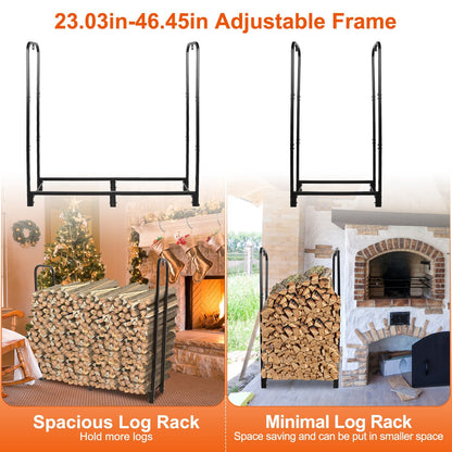 US Local 1 Pc Firewood Log Rack 2500LBS Iron Wood Lumber Storage Stacking Rack 4.03ft Heavy Duty Pile Lumber Storage Holder For Fireplace Firepit