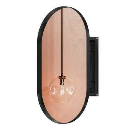US Local 20x34 Inch Oval Recessed Metal Frame Bathroom Wall Cabinet With Mirror And Adjustable Shelves