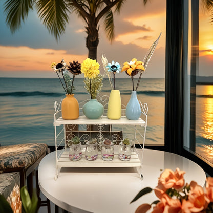 US Local Foldable Storage Rack, Metal, Wooden Storage Organizer, Suitable For Bedroom, Kitchen, Bathroom, Living Room, Garden Storage Shelf, White,Pink