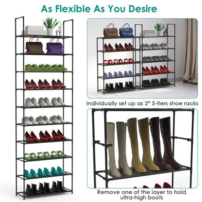 US Local Space-Saving Tall Shoe Storage 10-Tier Shoe Rack