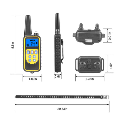 US Local 1Pc Dog Training Collar With Remote  IP67 Waterproof Pet Trainer 300mAh Rechargeable 875 Yard Remote Control 4 Modes Adjustable Level