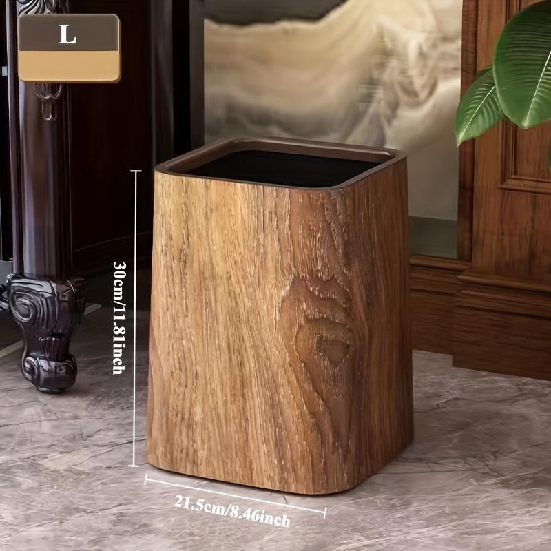 US Local Oversized Retro Wood Grain Trash Can With Odor-proof Seal And Rectangular Flap Suitable For Living Room, Kitchen, Bathroom And Hotel Use