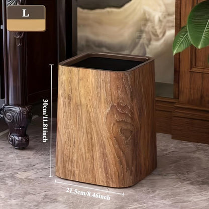 US Local Oversized Retro Wood Grain Trash Can With Odor-proof Seal And Rectangular Flap Suitable For Living Room, Kitchen, Bathroom And Hotel Use