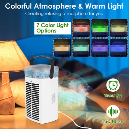 US Local 4 In 1 Portable Air Conditioner Fan Evaporative Air Cooler Water Mist Cooling Fan For Desktop 3 Speeds Nightlight