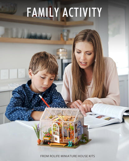 US Local ROBOTIME Rolife Mengyu Flower Minature House DIY Building Toys With LED Light For Gifts DG163