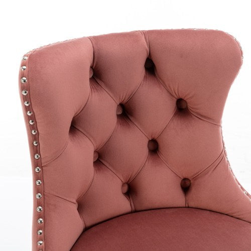 US Local Swivel Velvet Barstools Adjusatble Seat Height From 25-33 Inch Pink,Set Of 2