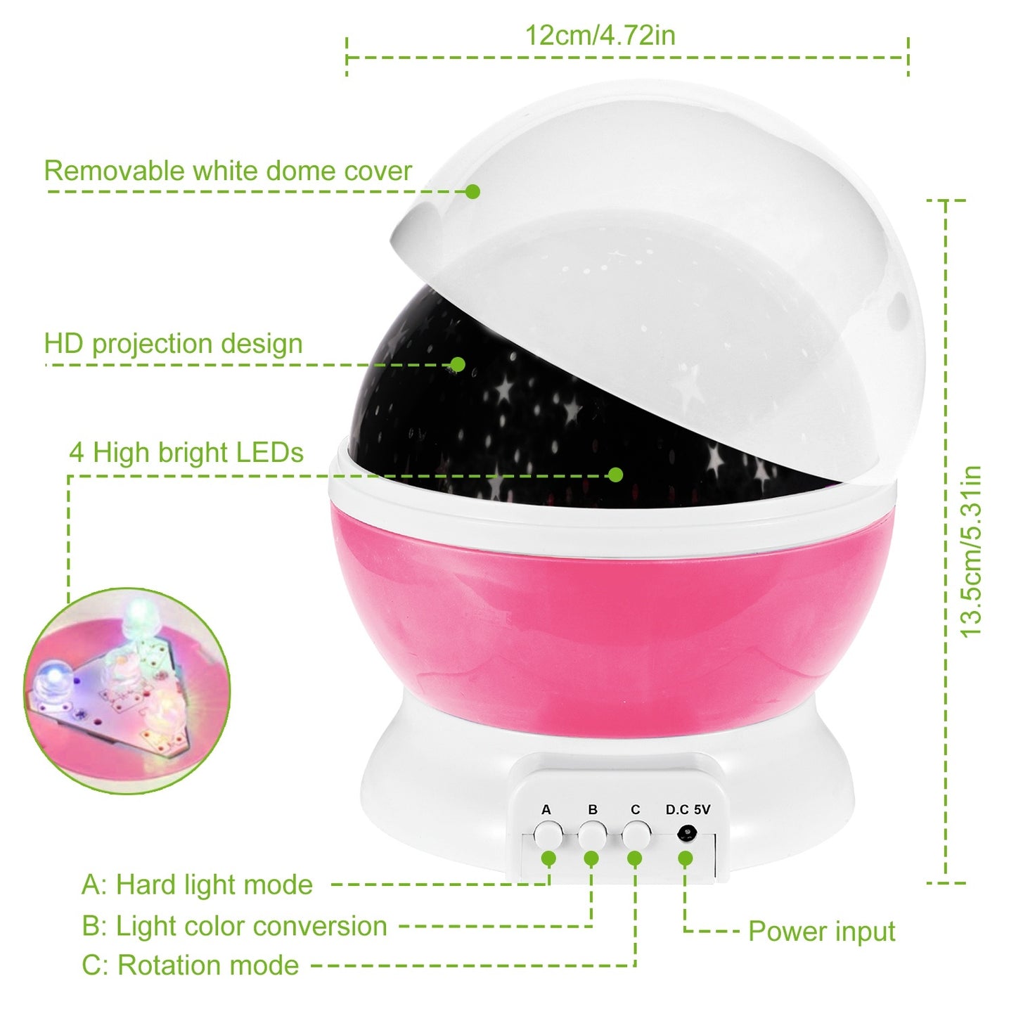 US Local Pink-Blue Options -- 1Pc LED Star Sky Projector Night Light Kids Rotating Starry Night Lamp USB Sleep Light Xmas Gift