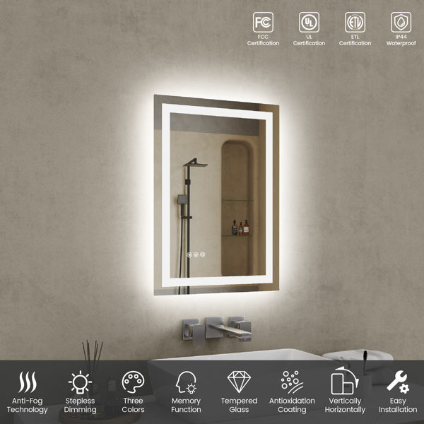 US Local 20 Inch X 28 Inch LED Bathroom Mirror