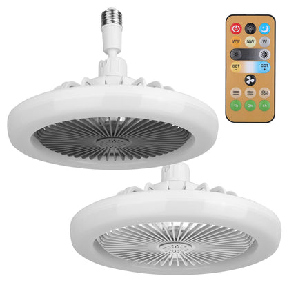 US Local White-Grey Options -- 1Pc Ceiling Fan With Lights Remote Control 9.44in E27 Socket Fanlight With Dimmable Dimming Light Color Brightness 3 Fan Speed Timer Function
