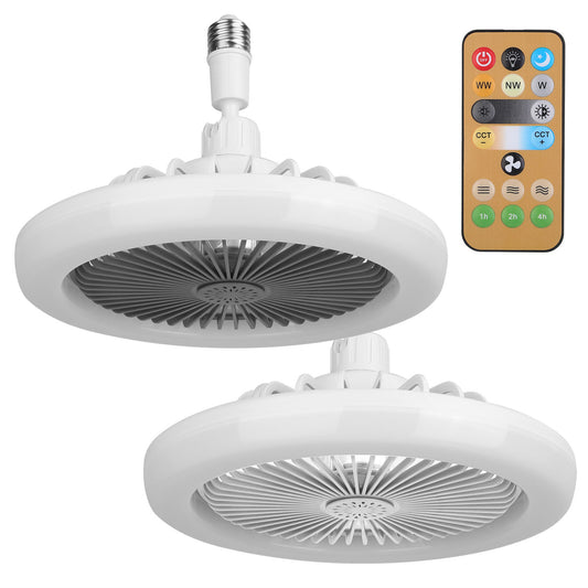 US Local White-Grey Options -- 1Pc Ceiling Fan With Lights Remote Control 9.44in E27 Socket Fanlight With Dimmable Dimming Light Color Brightness 3 Fan Speed Timer Function