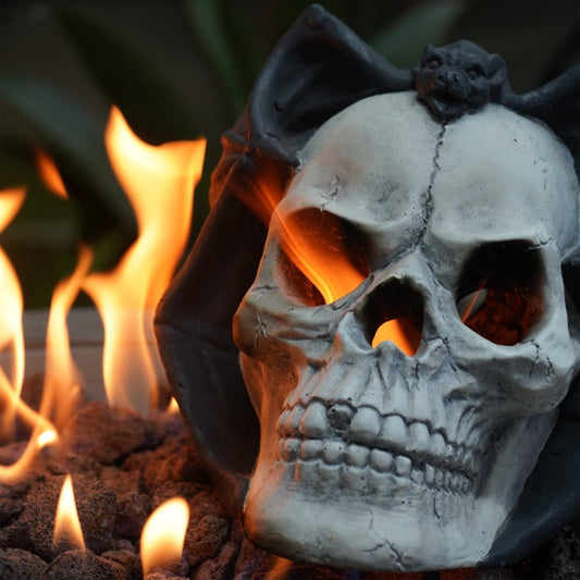 Demon Skull Gas Fireplace, Suitable For Ventless Or Ventless Propane, Gel, Ethanol, Electric, Outdoor Fireplaces And Fire Pits, Halloween Decorations - Patent Pending