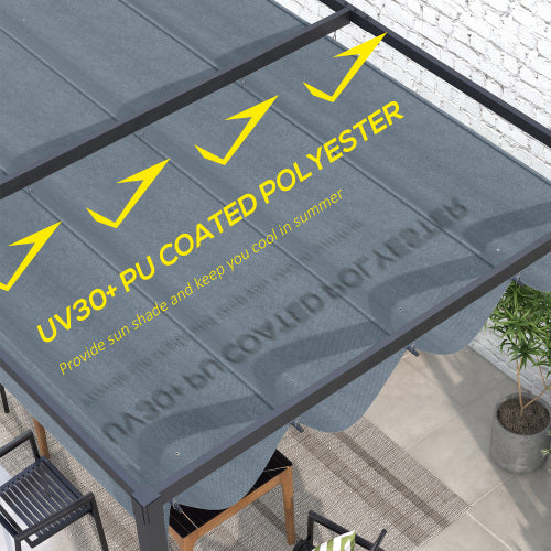 UK Local Outsunny Pergola Roof, Retractable Sun Shade Cover For 2.85 X 2m Pergola, UV30 Protected, Dark Grey