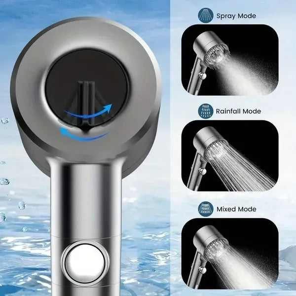 US Local Shower Head, High Pressure Flow Multiple Modes, 5 Layers Filter, Hard Water Power Rinse, With Switch, Suitable For Pet Bathing, Vertical Shower, White Turbo Shower