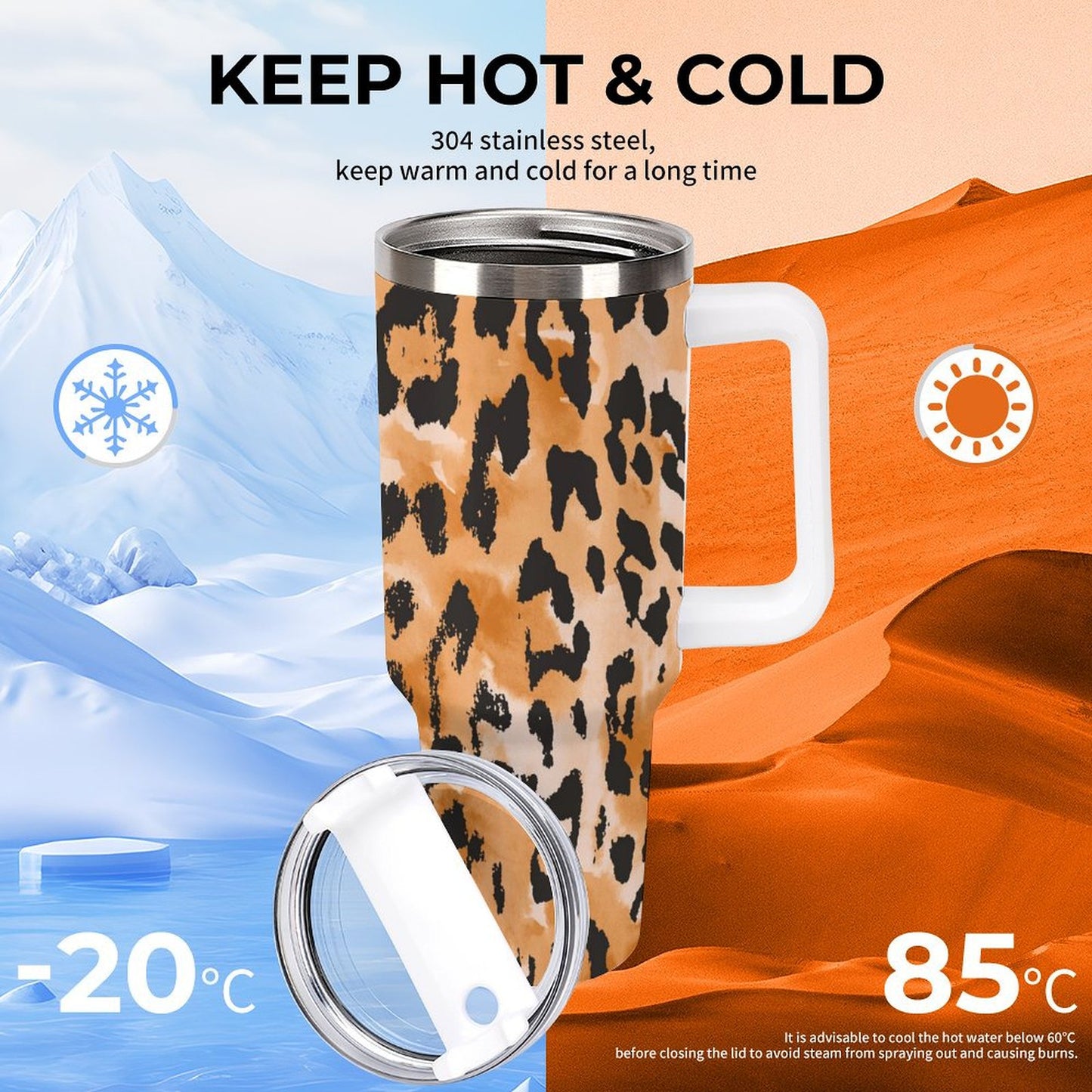 PHDT00398 POD US Local Tumbler 40 oz Large Capacity Car Cup Leopard
