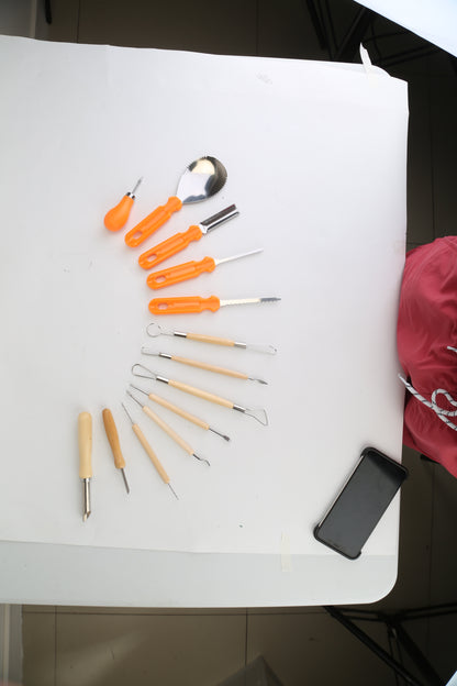US Local 13Pcs Halloween Pumpkin Carving Kit Stainless Steel Carving Kit Pumpkin Sculpting Cutting Kit Halloween Decorative Tools