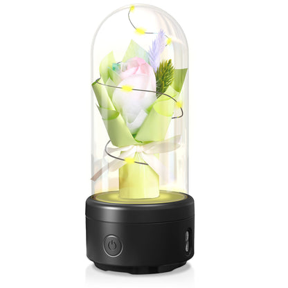 US Local Creative 2 In 1 Bouquet LED Light And Bluetooth-compatible Speaker Mother's Day Gift Rose Luminous Night Light Ornament In Glass Cover