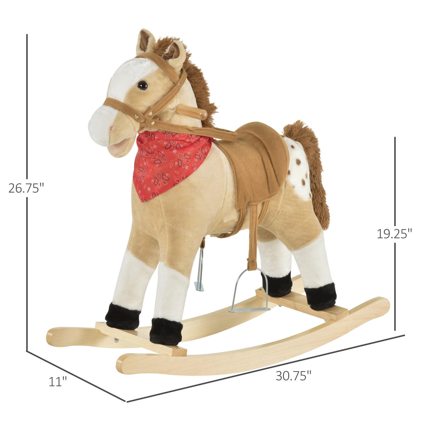 US Local Kids Plush Ride-On Rocking Horse Toy Cowboy Rocker with Fun Realistic Sounds for Child 3-6 Years Old