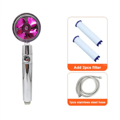 US Local Shower Head Water Saving Flow 360 Degrees Rotating With Small Fan ABS Rain High Pressure Spray Nozzle Bathroom Accessories